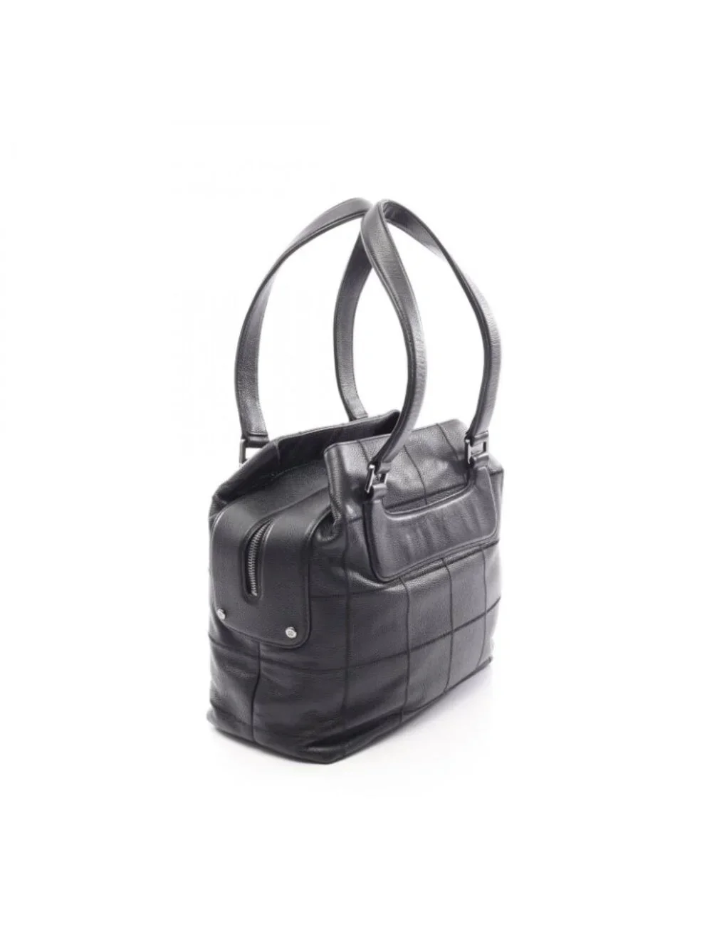 Chanel Tote Bag Choco Bar Black Caviar Leather